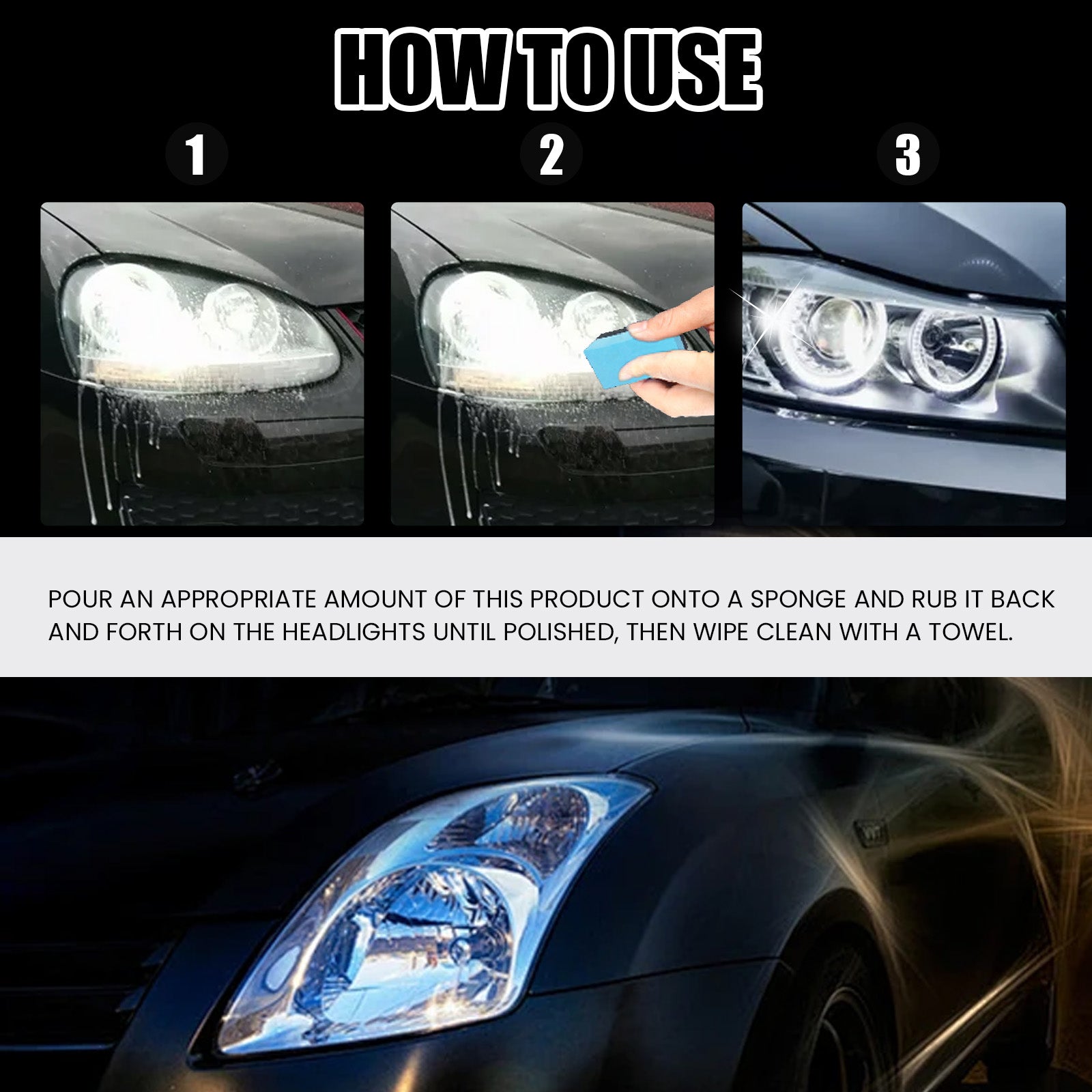 Headlight Restorer, Car Headlight Scratch Repair Refurbishment Maintenance Brightening Coating Polishing Fluid eprolo