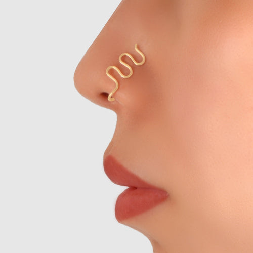 Fake Nose Ring Hoop Stud Geometric Faux Nose Piercing Jewelry Clip On ferrersa