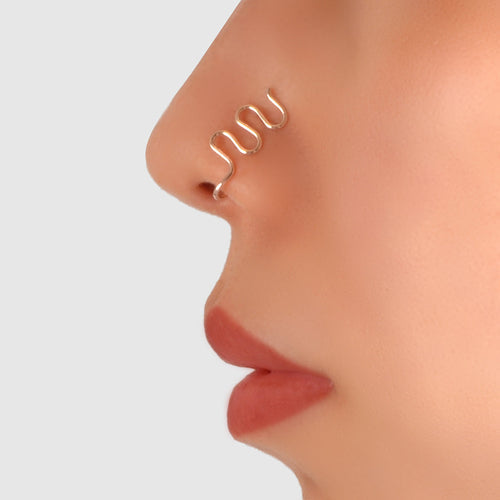 Fake Nose Ring Hoop Stud Geometric Faux Nose Piercing Jewelry Clip On ferrersa