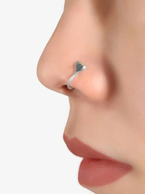 1pc Gold Silver Geometric Heart Fake Nose Ring Lip Body Piercing Stud ferrersa