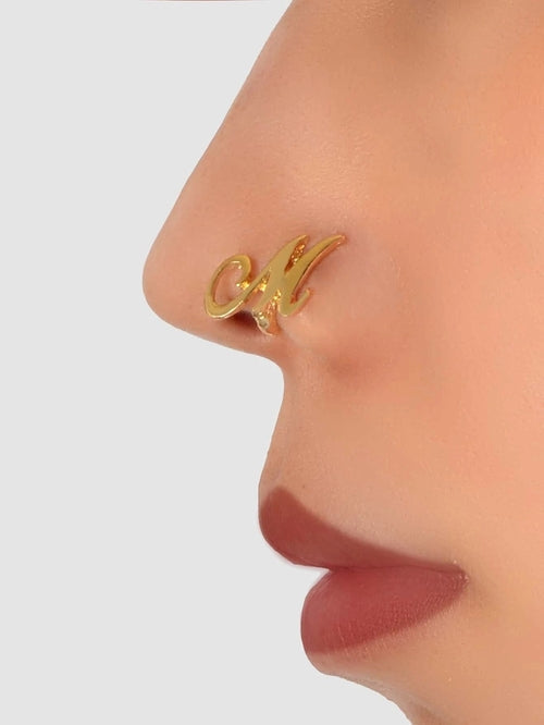 Gold Letter M Shape Small Fake Nose Ring Lip Ear Nose Body Piercing ferrersa