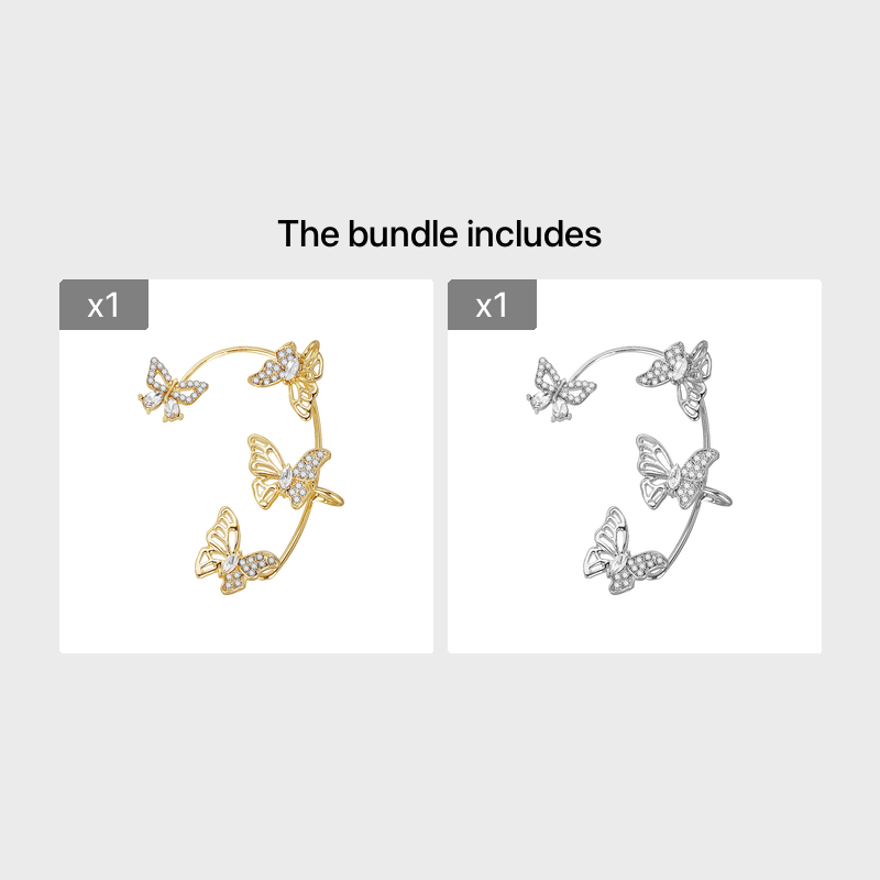 Women'S Elegant Butterfly Ear Cuffs - No-Piercing Ear Hooks, Synthetic Gemstone Accents, Everyday & Formal Jewelry for Parties, Weddings, Everyday Outfits - Non-Piercing Ear Clips for Sensitive Light Beige, Party Accessories, ferrersa