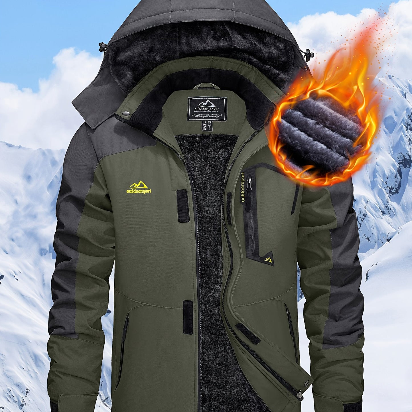 Men'S Winter Ski Jackets Warm Fleece Lined Coats Waterproof Windproof Hooded Thermal Outdoor Parka Thick Sport Hiking Jogging Camping Fishing Climbing Traveling Skiing Snowboarding Casual Windbreaker ferrersa