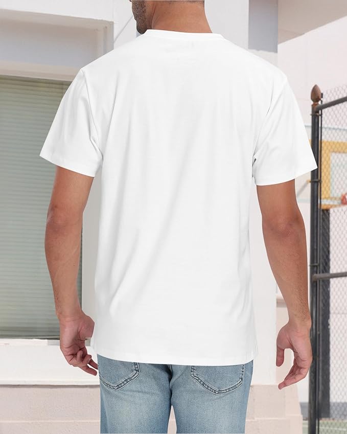 Neat White Basic Crewneck Short Sleeve Cotton Polyester Water Repellent Tops T Shirts Tee For Men ferrersa