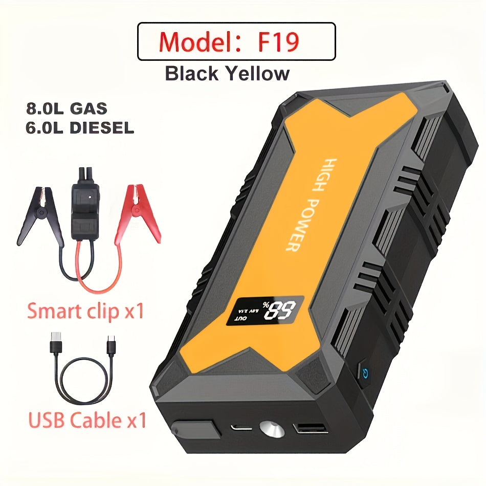 [Portable Car Jump Starter] 2500A Portable 12V Car Jump Starter Power Bank - Battery Booster Charger Starting Device for Petrol Diesel Car Starter Buster (6.0L Gas or 5.0L Diesel Engine) ferrersa