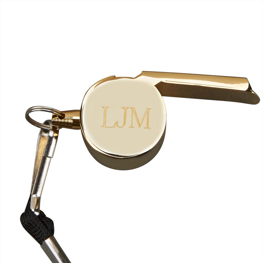 Gold-plated Coach's Whistle with Lanyard Creativegiftsdirect