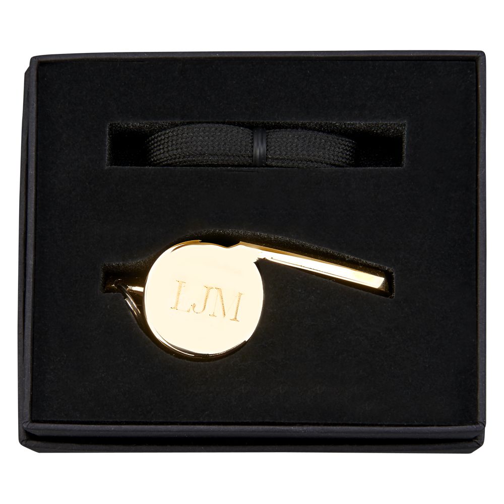 Gold-plated Coach's Whistle with Lanyard Creativegiftsdirect