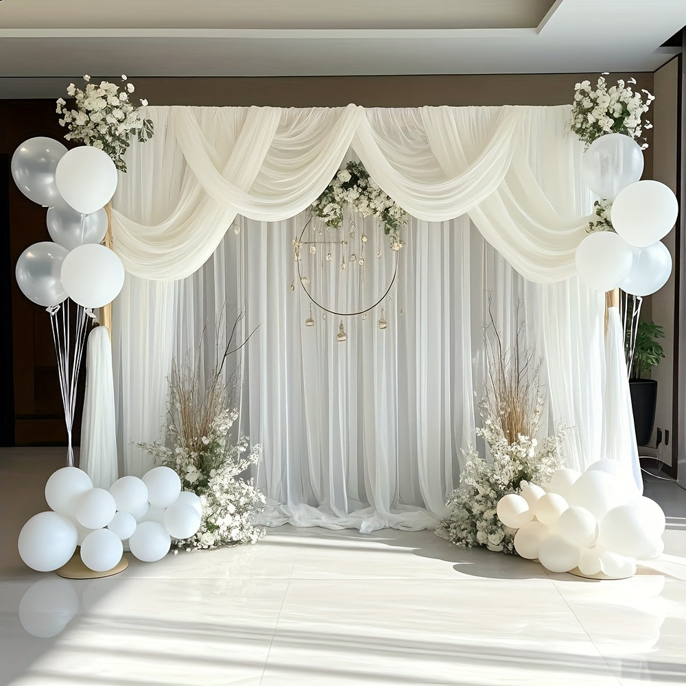 2pcs 59x118 Inch Sheer Tulle Backdrop Curtains - Premium Polyester Wedding Birthday Photo Booth Decor, Lightweight Transparent Background Drapes for Parties, Photography, Christmas, Valentine’s Day & More, Party Decorations ferrersa