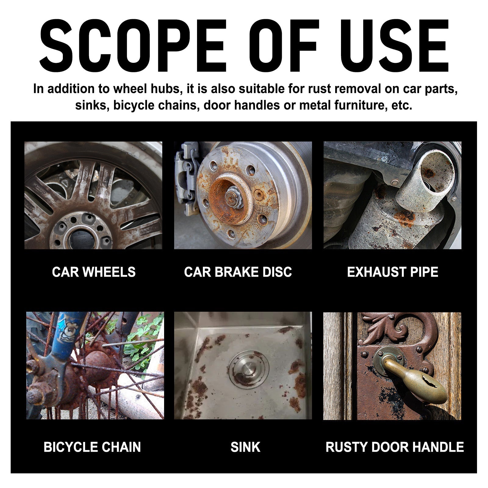 Wheel Rust Removal Spray, Automobile Tire Wheel Rust Cleaning Rust Removal Renovation Decontamination Brightener eprolo