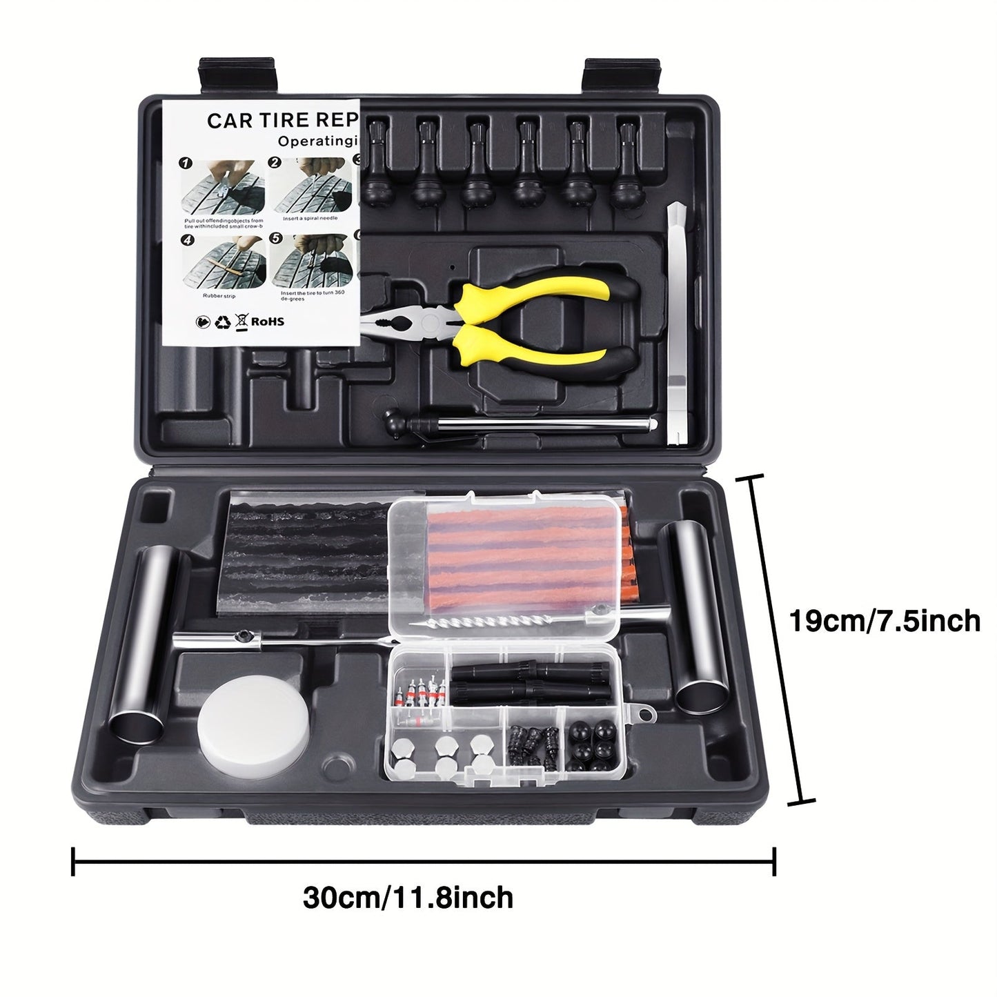 [Heavy Duty Tire Repair Kit] 148pcs Heavy Duty Tire Repair Kit | Portable Ultimate Tubeless Tire Plug Kit to Fix Punctures and Plug Flats Patch for Car Motorcycle Truck ATV RV Trailer ferrersa