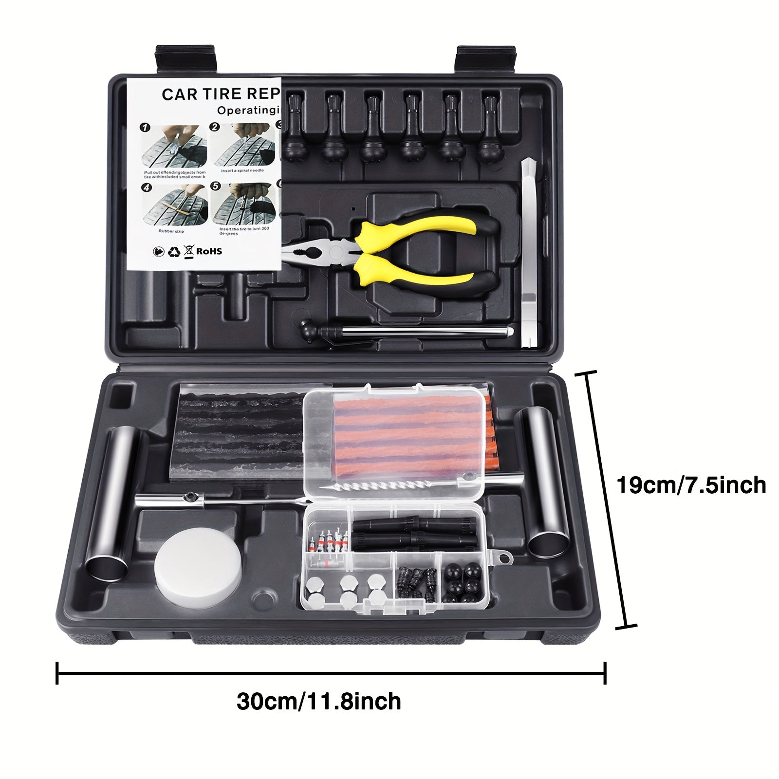 [Heavy Duty Tire Repair Kit] 148pcs Heavy Duty Tire Repair Kit | Portable Ultimate Tubeless Tire Plug Kit to Fix Punctures and Plug Flats Patch for Car Motorcycle Truck ATV RV Trailer ferrersa
