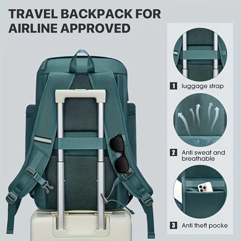 Large And Functional Travel Backpack, Sturdy Carry-On Backpack That Converts to a Duffle Bag with an Integrated USB Charging Port, Multi-Purpose Laptop Daypack for Both Men And Women, Heavy-Duty And, Dark Green Color ferrersa