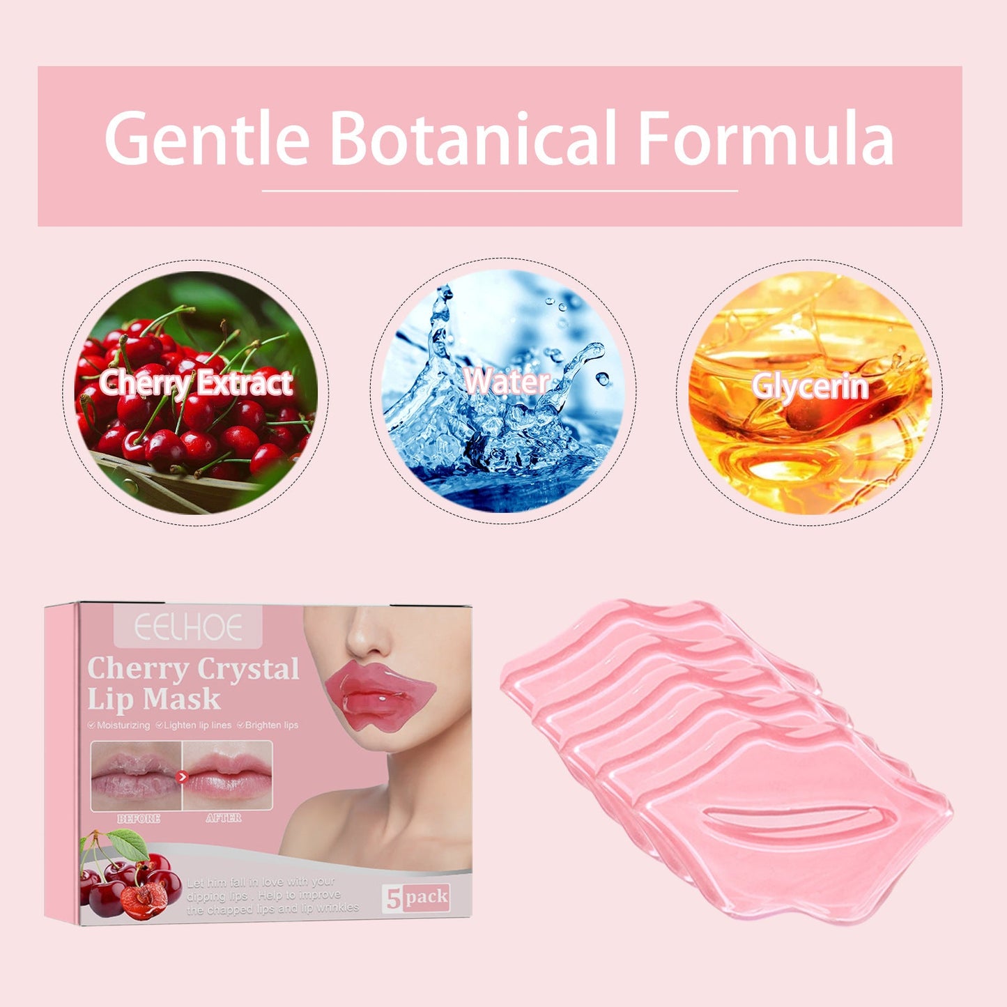 EELHOE Cherry Crystal Lip Mask Hydrates And Moisturizes Lips, Removes Dead Skin Without Greasy And Reduces Lip Lines eprolo