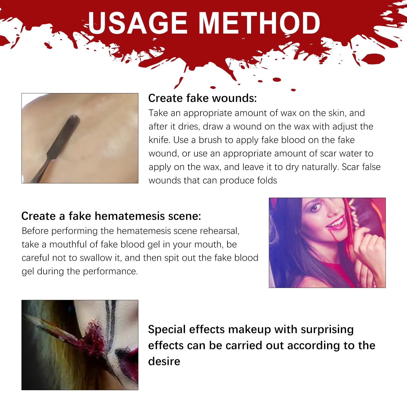Halloween Makeup Kit, Simulates Plasma Skin Wax-Shaped Scar Water Wound Makeup Halloween Makeup Kit eprolo