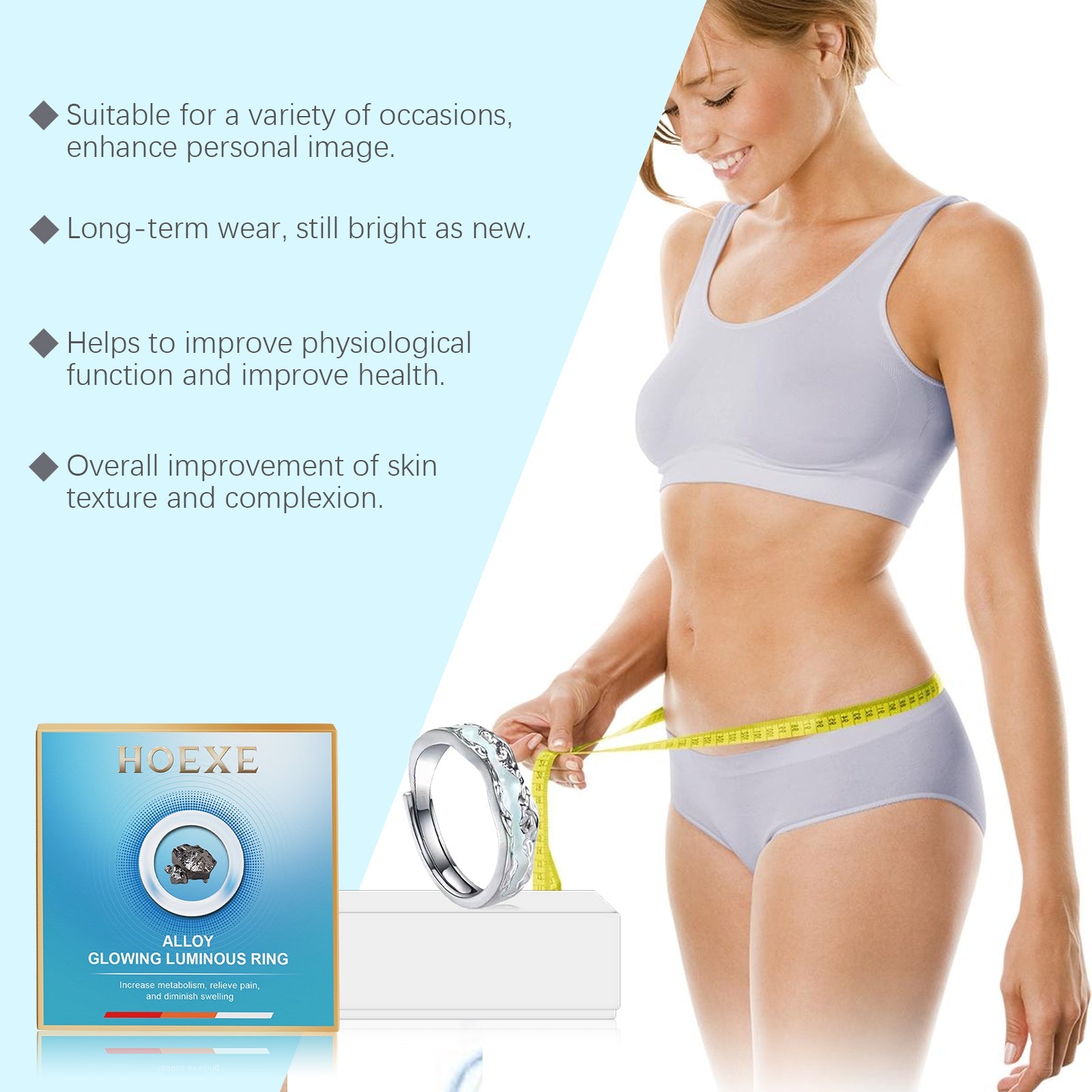 Hoexe Silver Glow-In-The-Dark Rings Protect Daily Life, Physical Exercise, Portable Men's And Women's Care Rings eprolo