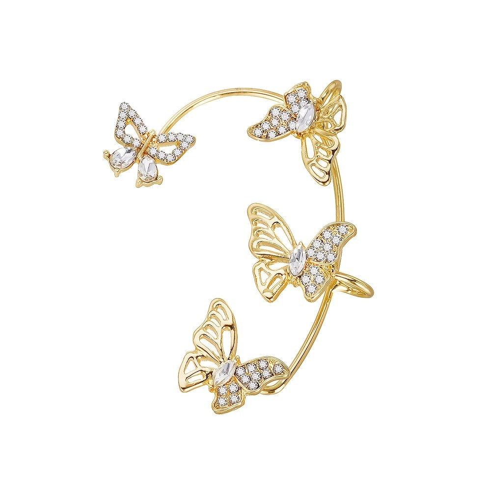Women'S Elegant Butterfly Ear Cuffs - No-Piercing Ear Hooks, Synthetic Gemstone Accents, Everyday & Formal Jewelry for Parties, Weddings, Everyday Outfits - Non-Piercing Ear Clips for Sensitive Light Beige, Party Accessories, ferrersa