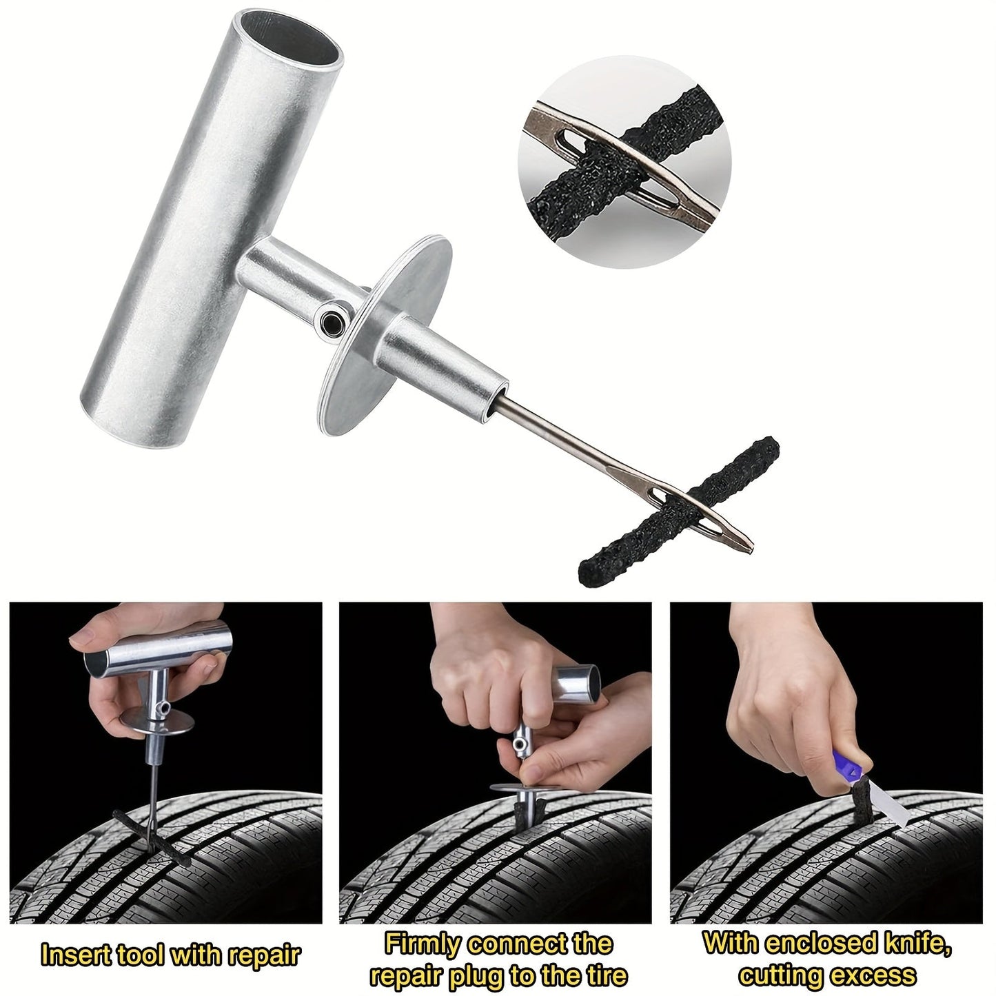 [Heavy Duty Tire Repair Kit] 148pcs Heavy Duty Tire Repair Kit | Portable Ultimate Tubeless Tire Plug Kit to Fix Punctures and Plug Flats Patch for Car Motorcycle Truck ATV RV Trailer ferrersa