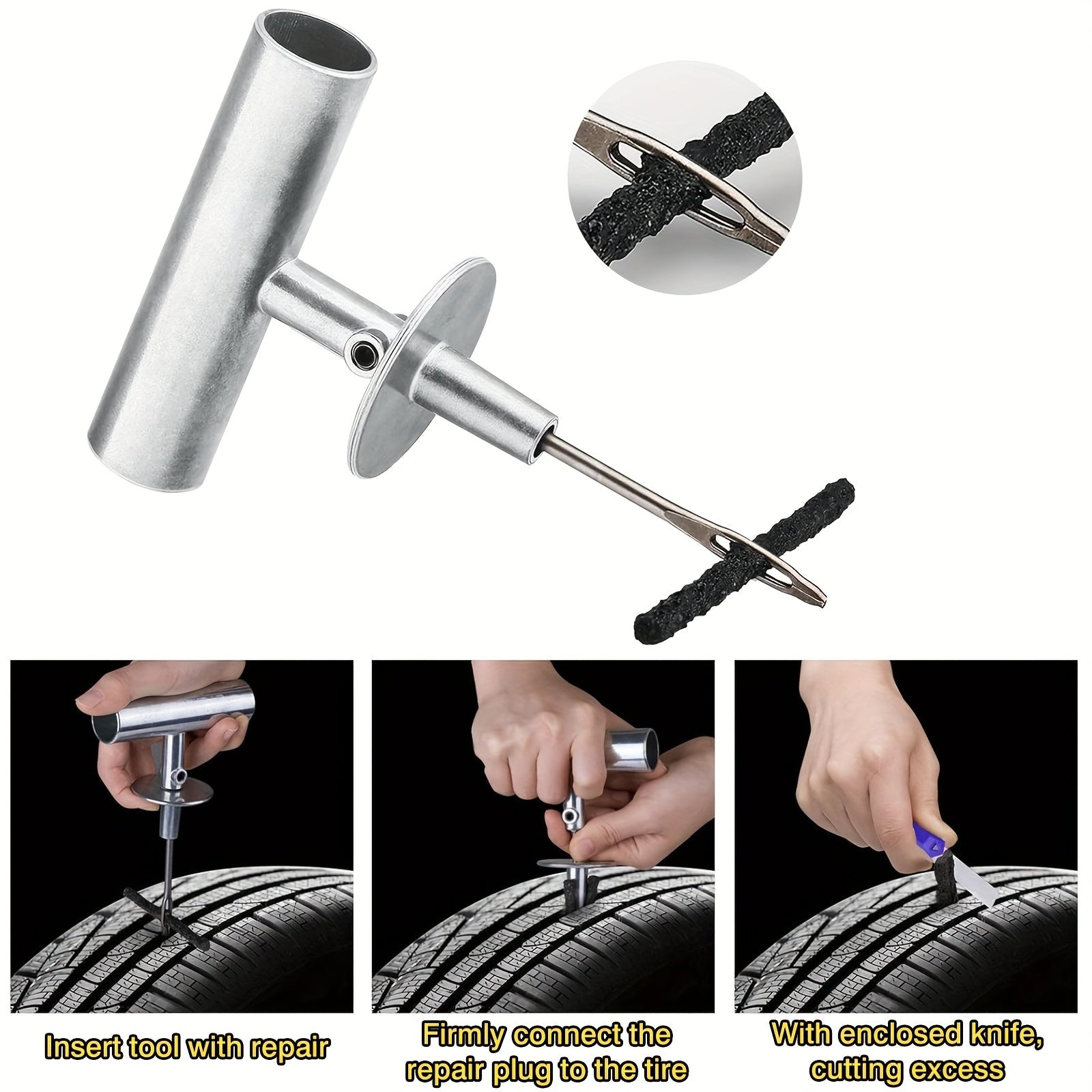 [Heavy Duty Tire Repair Kit] 148pcs Heavy Duty Tire Repair Kit | Portable Ultimate Tubeless Tire Plug Kit to Fix Punctures and Plug Flats Patch for Car Motorcycle Truck ATV RV Trailer ferrersa