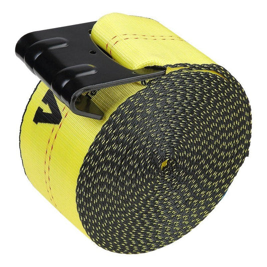VEVOR Winch Straps, 4x 30', 6000 Lbs Load Capacity, 18000 Lbs Break Strength, Truck Straps with Flat Hook, Flatbed Tie Downs Cargo Control Trailers, Farms, Rescues, Tree Saver, Yellow (4 Pack) ferrersa