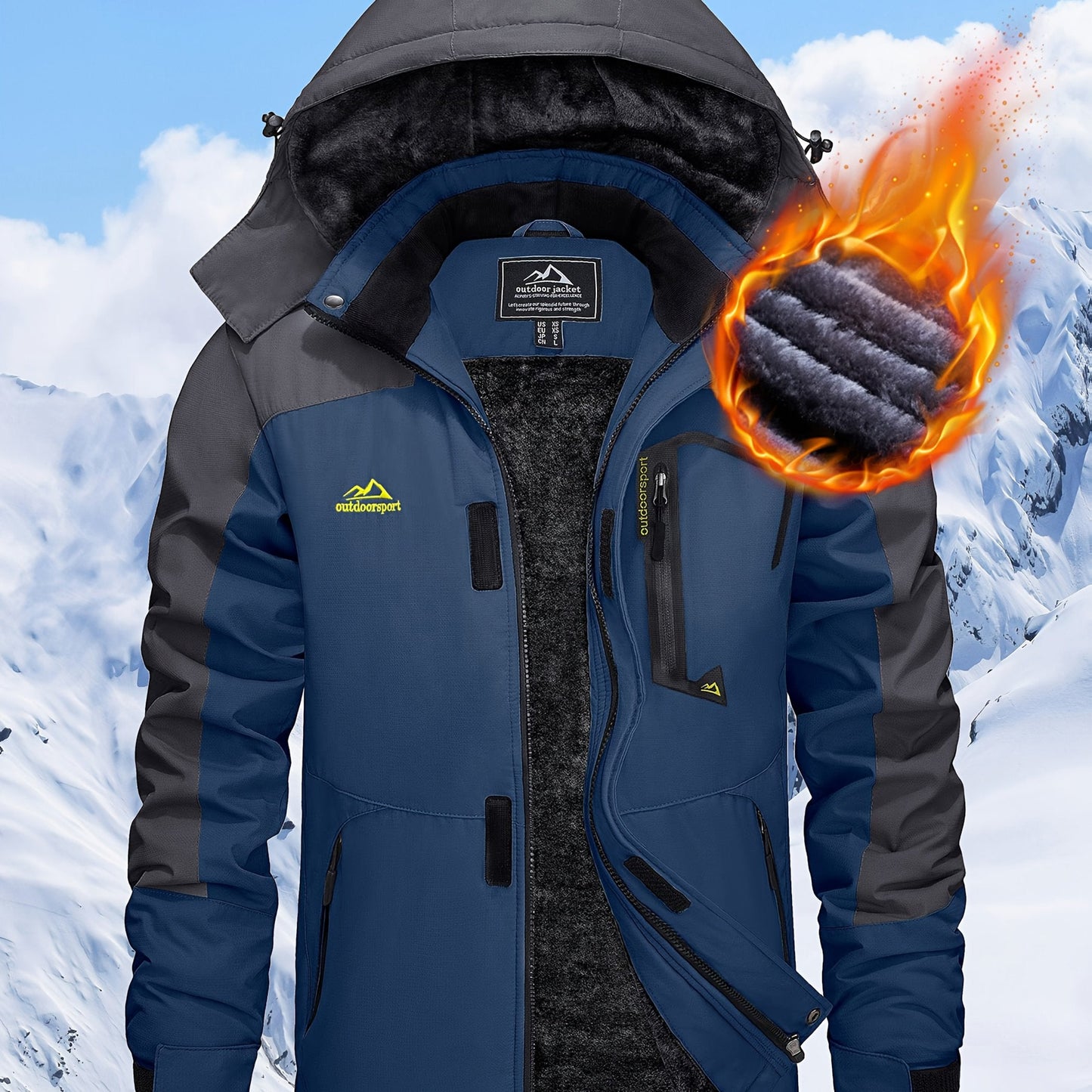 Men'S Winter Ski Jackets Warm Fleece Lined Coats Waterproof Windproof Hooded Thermal Outdoor Parka Thick Sport Hiking Jogging Camping Fishing Climbing Traveling Skiing Snowboarding Casual Windbreaker ferrersa