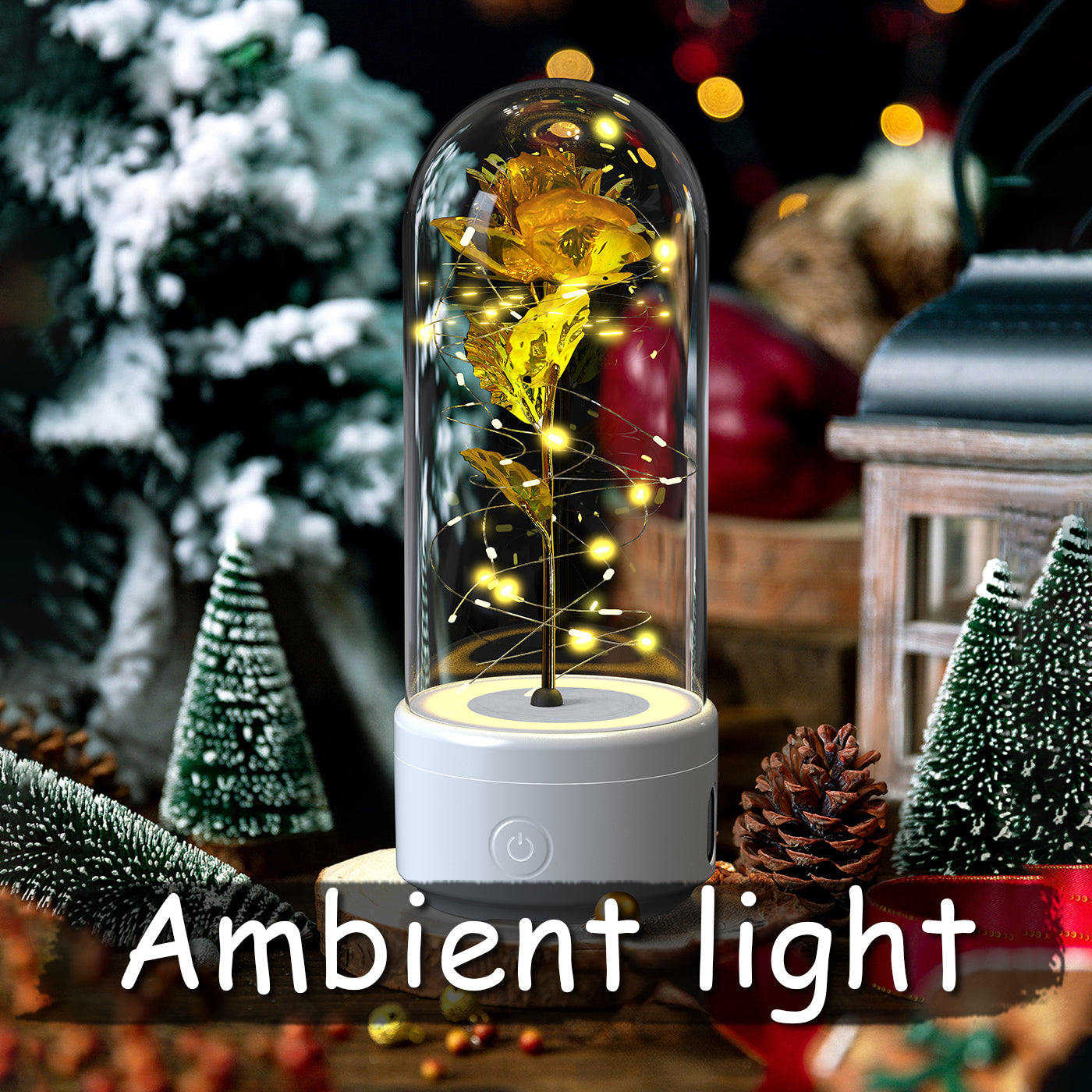 Creative 2 In 1 Rose Flowers LED Light And Bluetooth-compatible Speaker Valentine's Day Gift Rose Luminous Night Light Ornament In Glass Cover ferrersa
