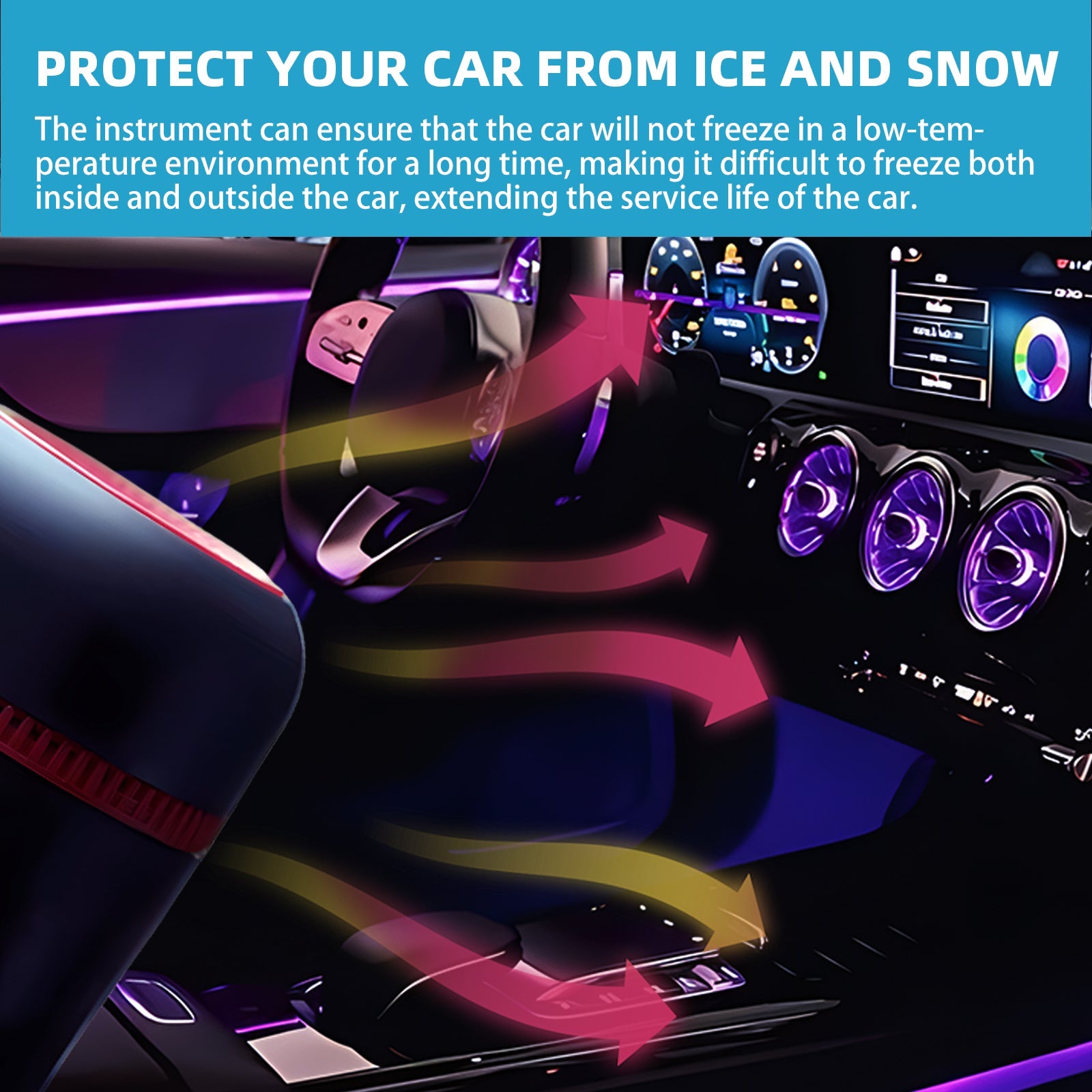 Snow Remover, Car Windshield Defogging Deicing Quick Snow Melting Portable Heater eprolo