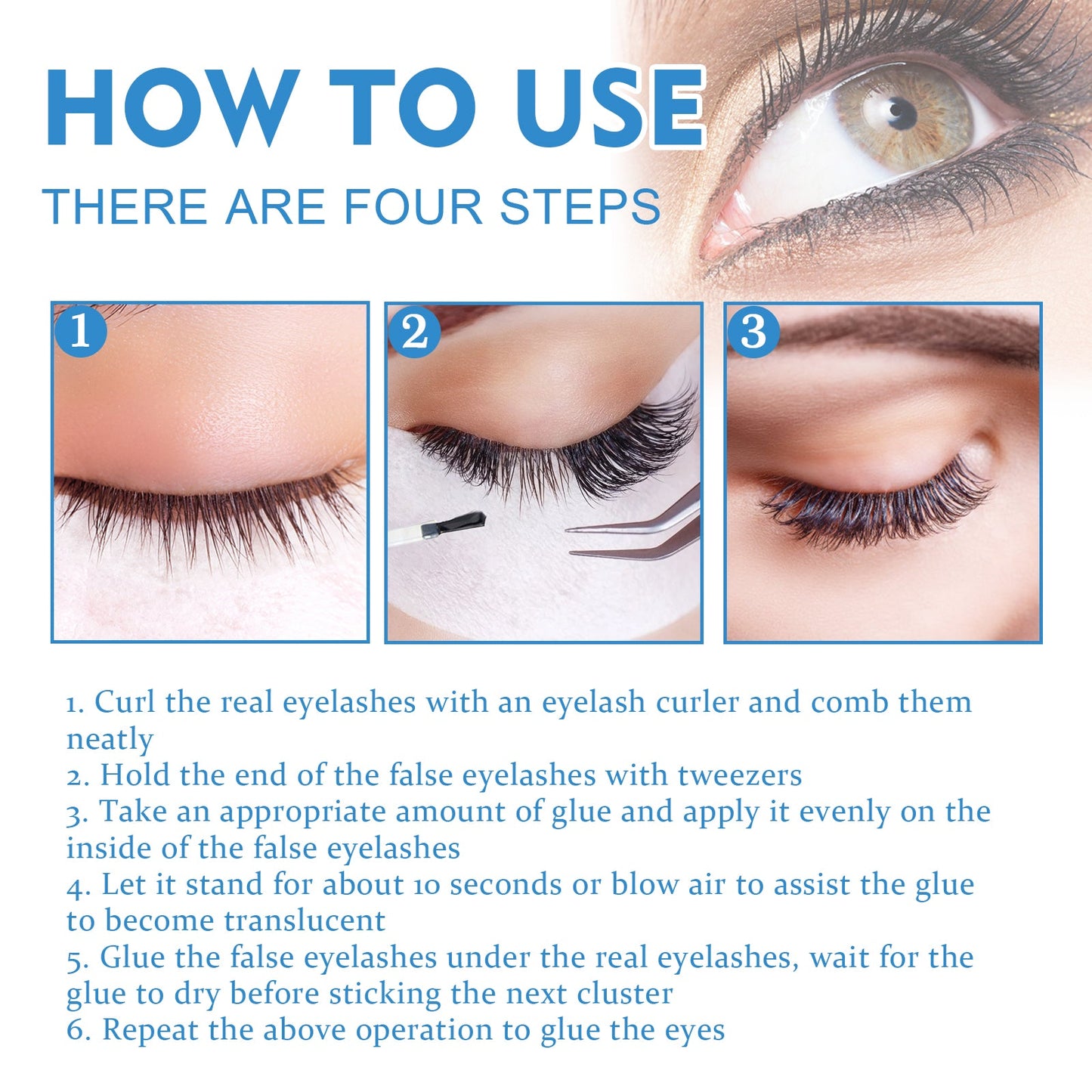 EELHOE False Eyelash Glue, Lightweight Self-Adhesive False Eyelash Glue Gentle And Non-Irritating eprolo