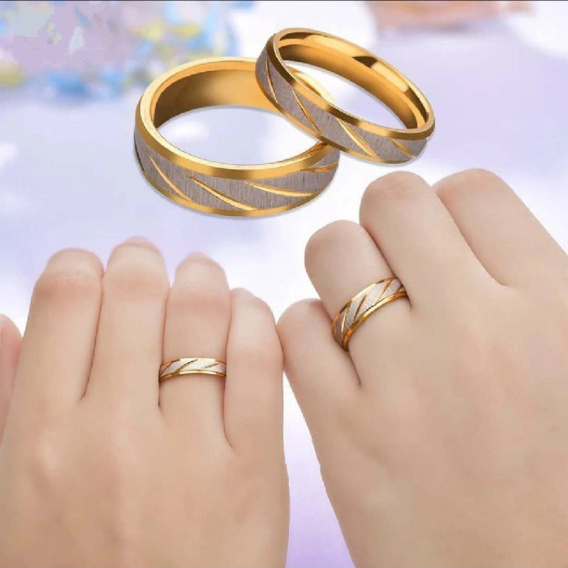 1 Pair of 18K Gold Plated Fashion New Novel Step Batch Flower Diagonal Couple Ring Jewelry Accessory Gift, Love Token, Matching Rings, Trendy Accessory, Stylish Ring, Highquality Plating, Durable Jewelry, Floral Ring, Stateme ferrersa