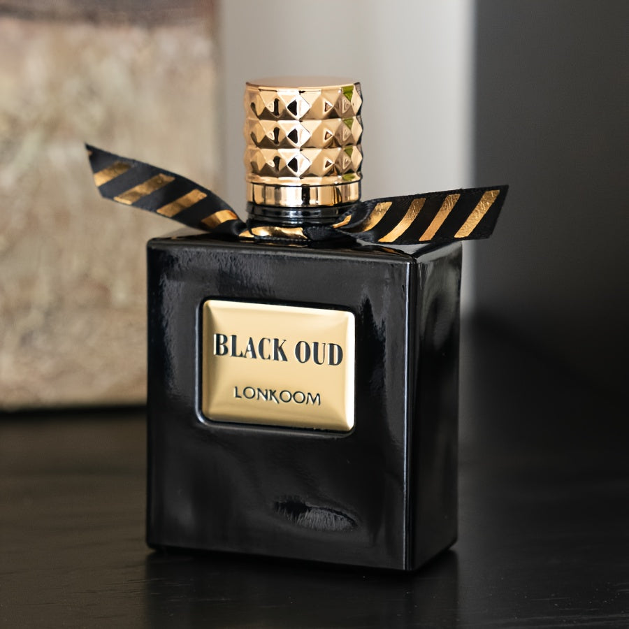 LONKOOM BLACK OUD, a Woody Aromatic Fragrance for Men, Features a Luxurious Texture And Opulent Oriental Charm. It Includes Notes of Lavender, Sage, Bergamot, Chrysophoron, Cocoa Pod, Cardamom, Patchouli, Leather ferrersa