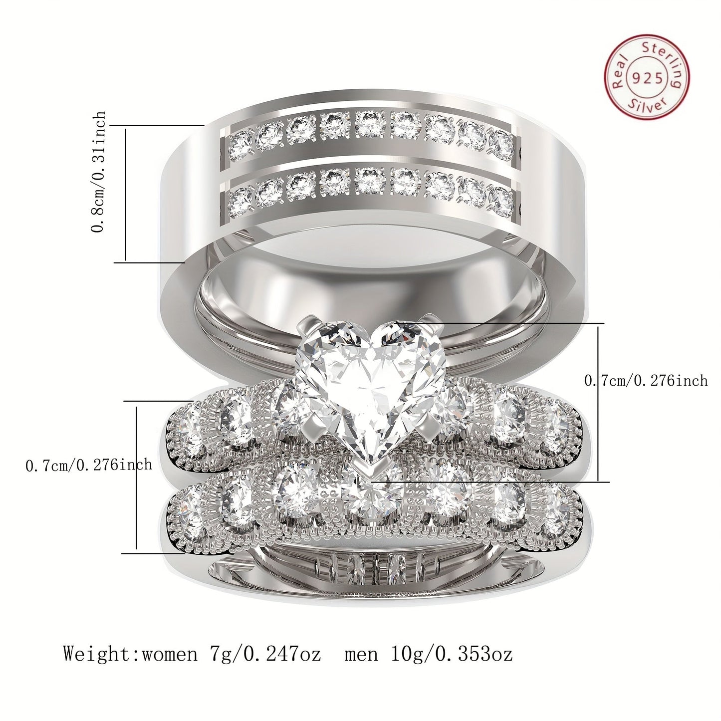 Bridal Sets Wedding Ring Sets His And Hers Promise Ring Couples Bridal Sets Women S925 Sterling Silvery Moissanite Man Titanium Wedding Bands With Couple Ring Box ferrersa