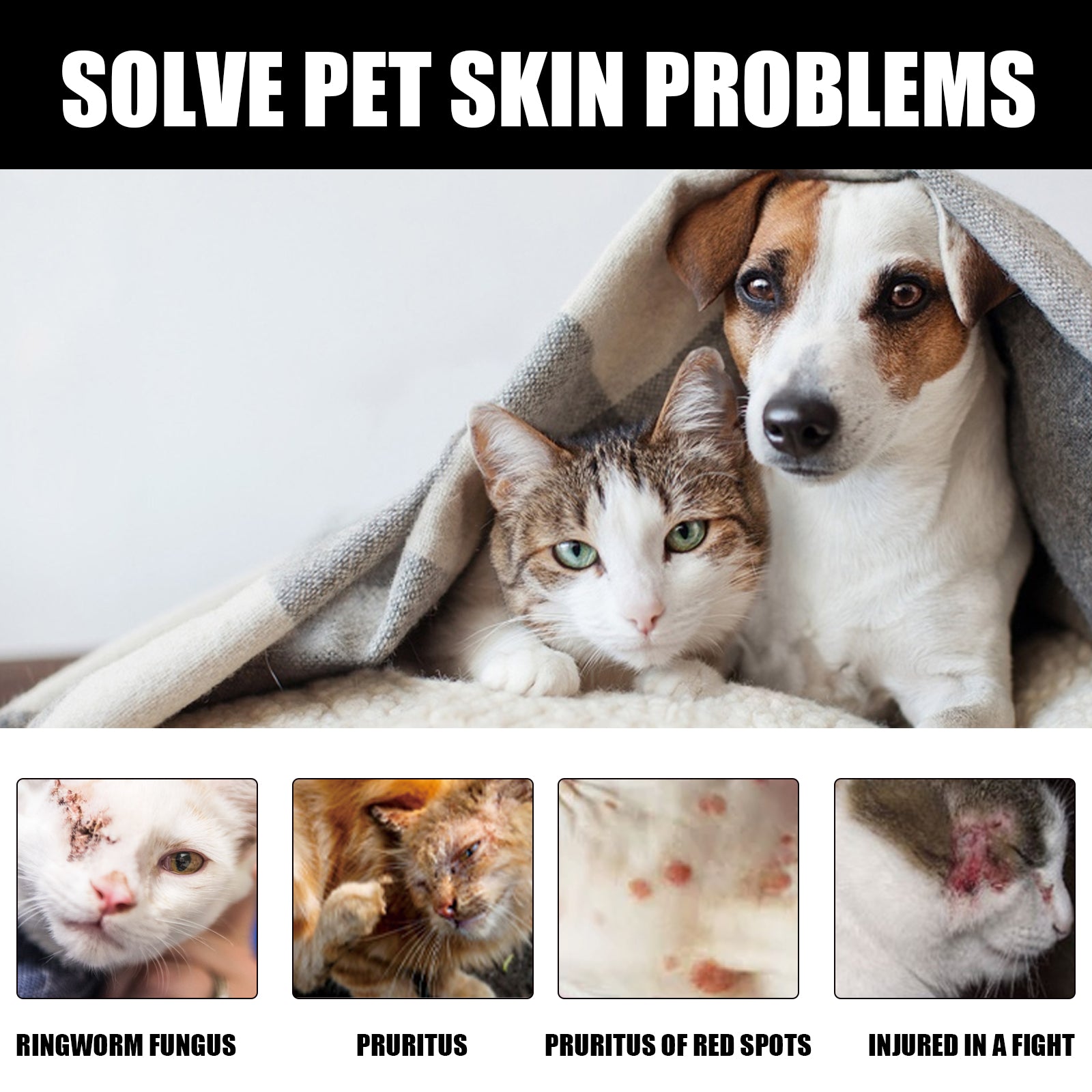 Cat Ringworm Spray, Pet Cats Anti-Mite Cat Moss Care Skin External Use Anti-Itch Spray eprolo