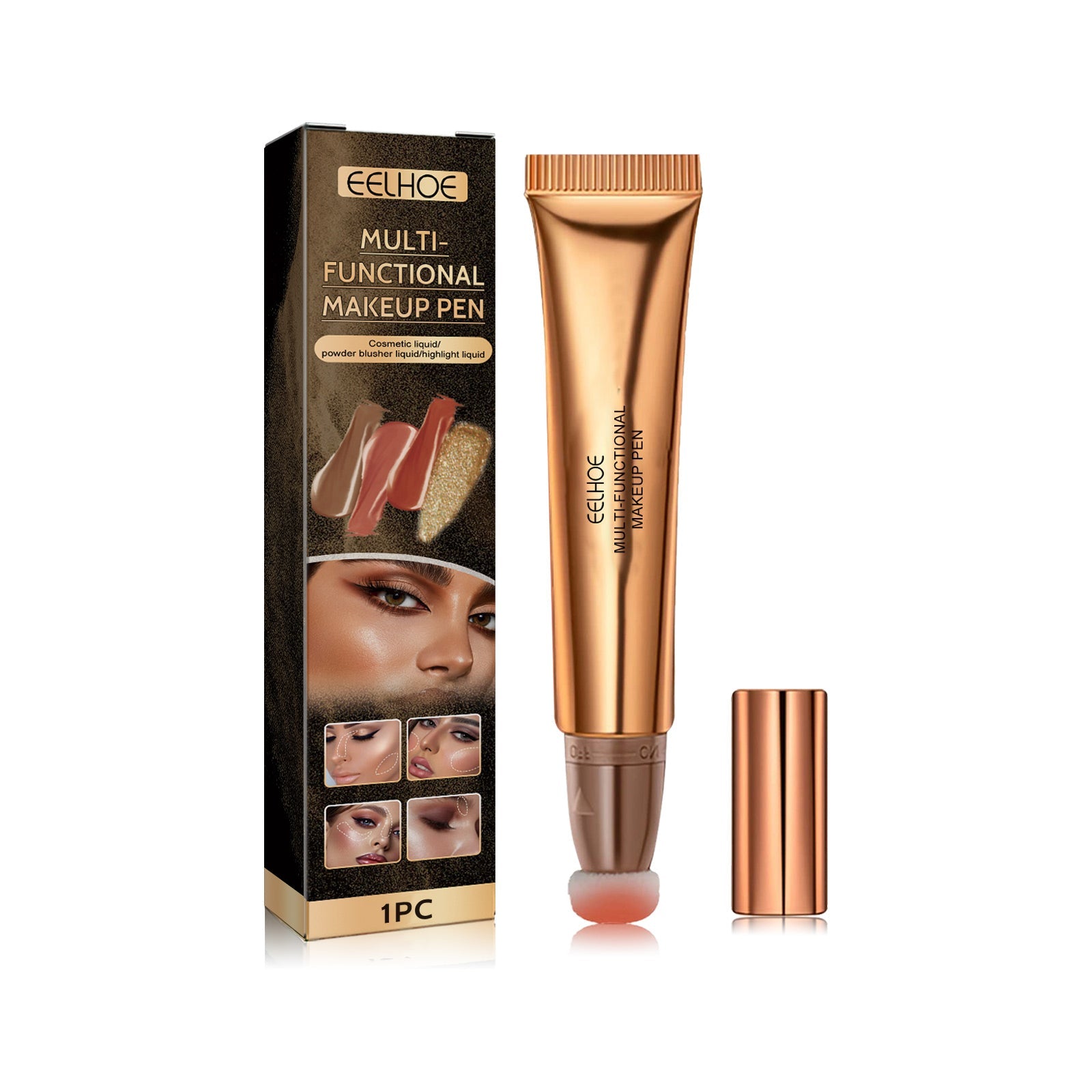 EELHOE Multifunctional Makeup Pen, Face Light Highlight Natural Three-Dimensional Liquid Contour Beauty Stick eprolo