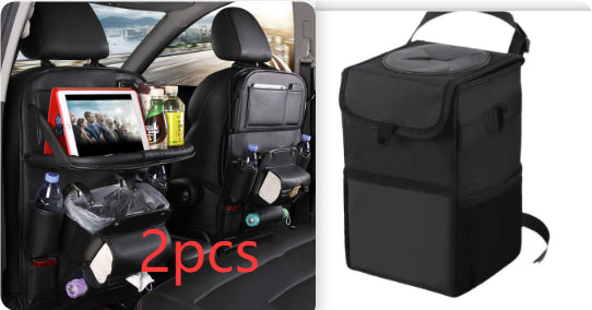 PU Leather Car Storage Bag Multifunction Seat Back Tray Hanging Bag Waterproof Car Organizer Automotive Interior Accessories DC-Powered by People
