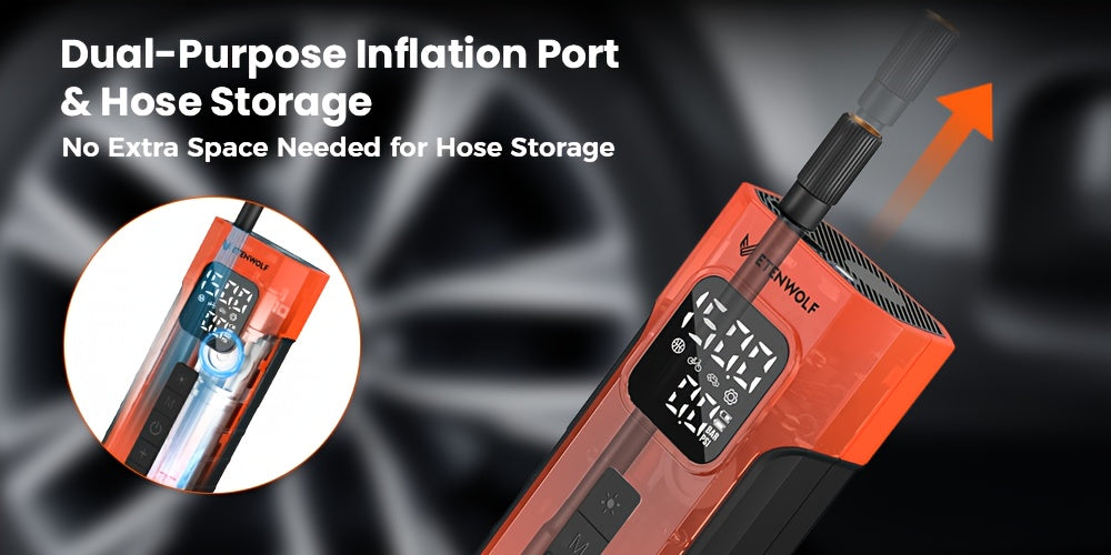 ETENWOLF C2 Combo Tire Repair Kit Wireless Tire Inflator For Cars, 4000mAh Battery Air Pump, Fast Car Tire Pump For Motorcycles, Bikes, Balls, LED Light For Emergency. Set Includes: Diagonal Pliers, A Tire Inflator, Lubricant ferrersa