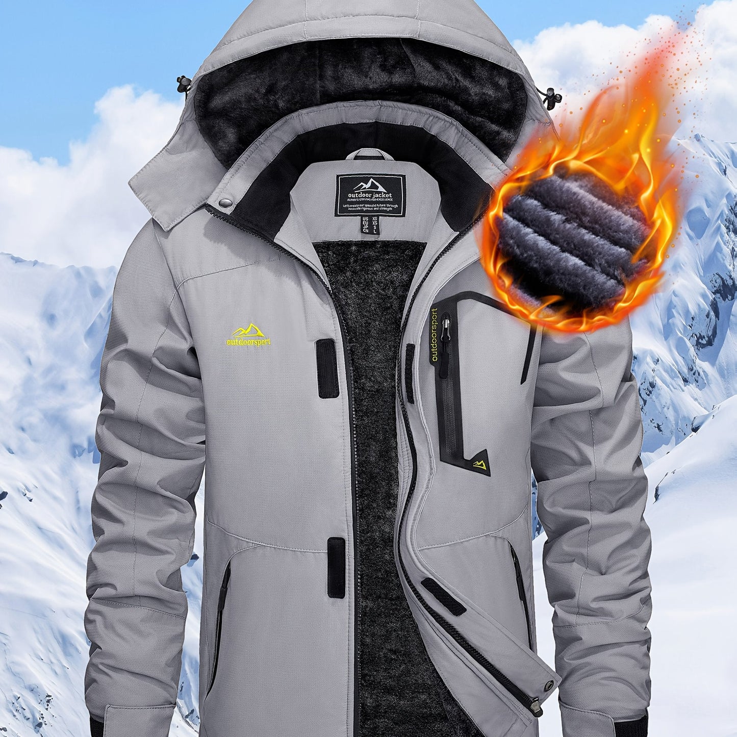 Men'S Winter Ski Jackets Warm Fleece Lined Coats Waterproof Windproof Hooded Thermal Outdoor Parka Thick Sport Hiking Jogging Camping Fishing Climbing Traveling Skiing Snowboarding Casual Windbreaker ferrersa