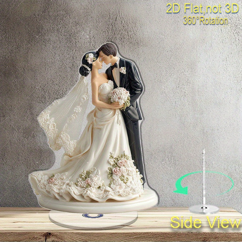 2D Flat - A Two-Dimensional Rotating Acrylic Sculpture of a Couple in an Embrace, Perfect for Wedding Gifts, Anniversaries, And As Meaningful Mementos to Honor Love And Treasured Memories. ferrersa