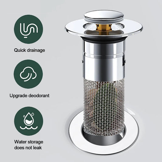 Kitchen Sink Drain Stainless steel  Strainer Sink Stopper Bath Plug Pop-Up Bounce Core Basin Drain Filter Hair Catcher Universal eprolo