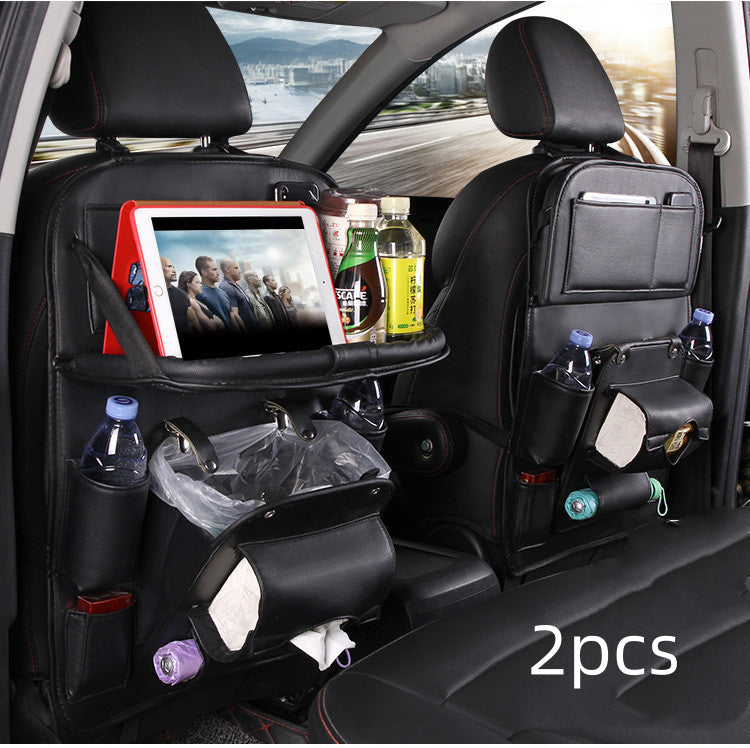 PU Leather Car Storage Bag Multifunction Seat Back Tray Hanging Bag Waterproof Car Organizer Automotive Interior Accessories DC-Powered by People