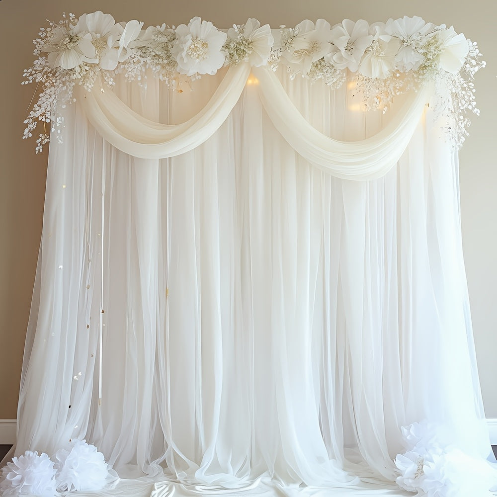 2pcs 59x118 Inch Sheer Tulle Backdrop Curtains - Premium Polyester Wedding Birthday Photo Booth Decor, Lightweight Transparent Background Drapes for Parties, Photography, Christmas, Valentine’s Day & More, Party Decorations ferrersa