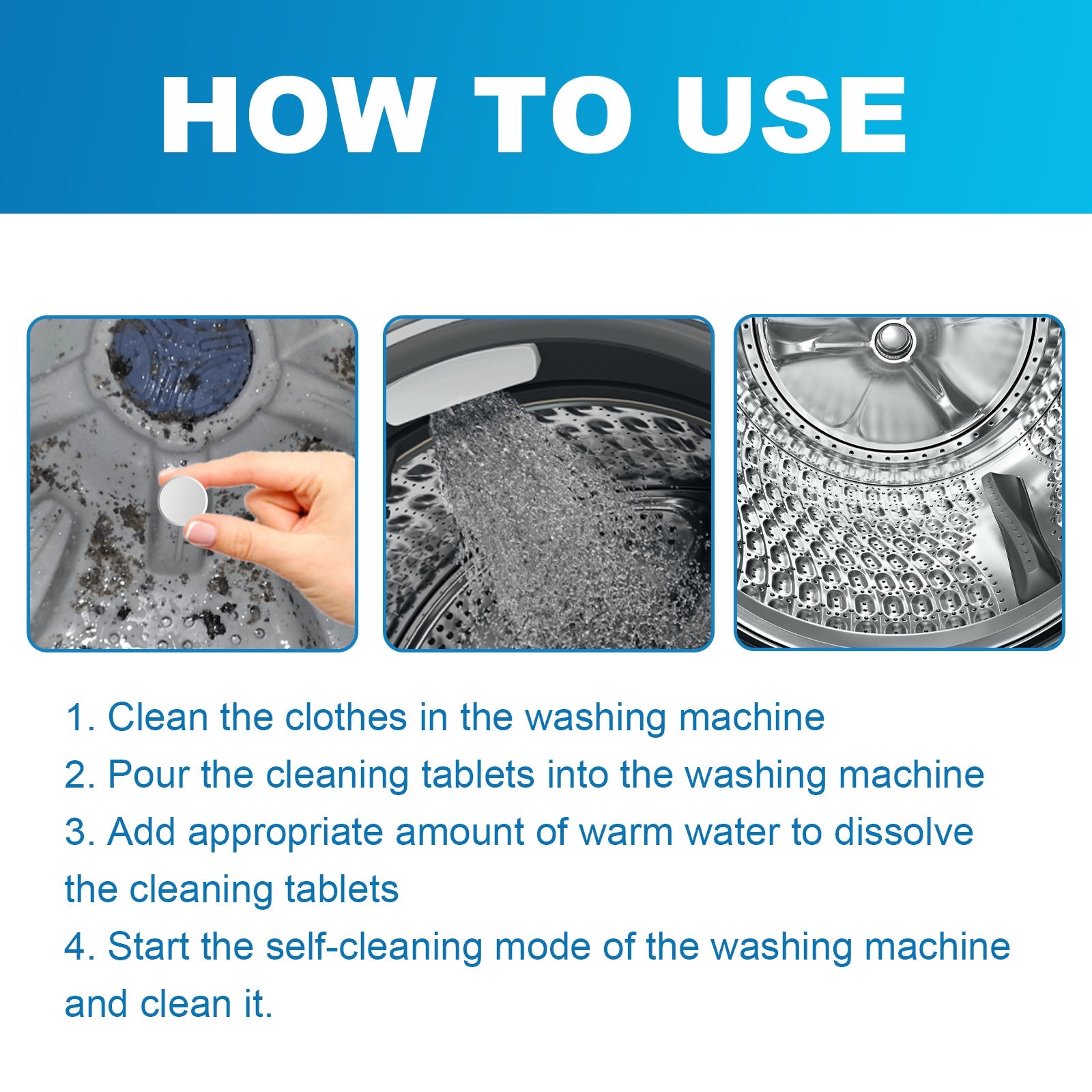 Washing Machine Cleaner, Washing Machine Tank Automatic Drum Liner Dirt Cleaning Sheet eprolo