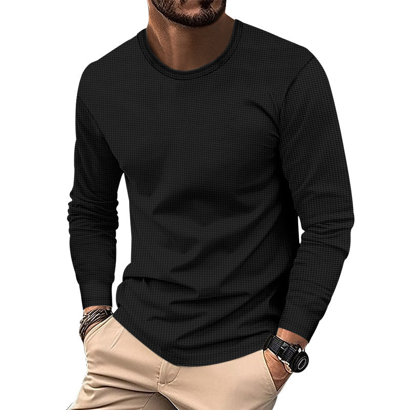 Round Neck Waffle Casual Top For Men ferrersa