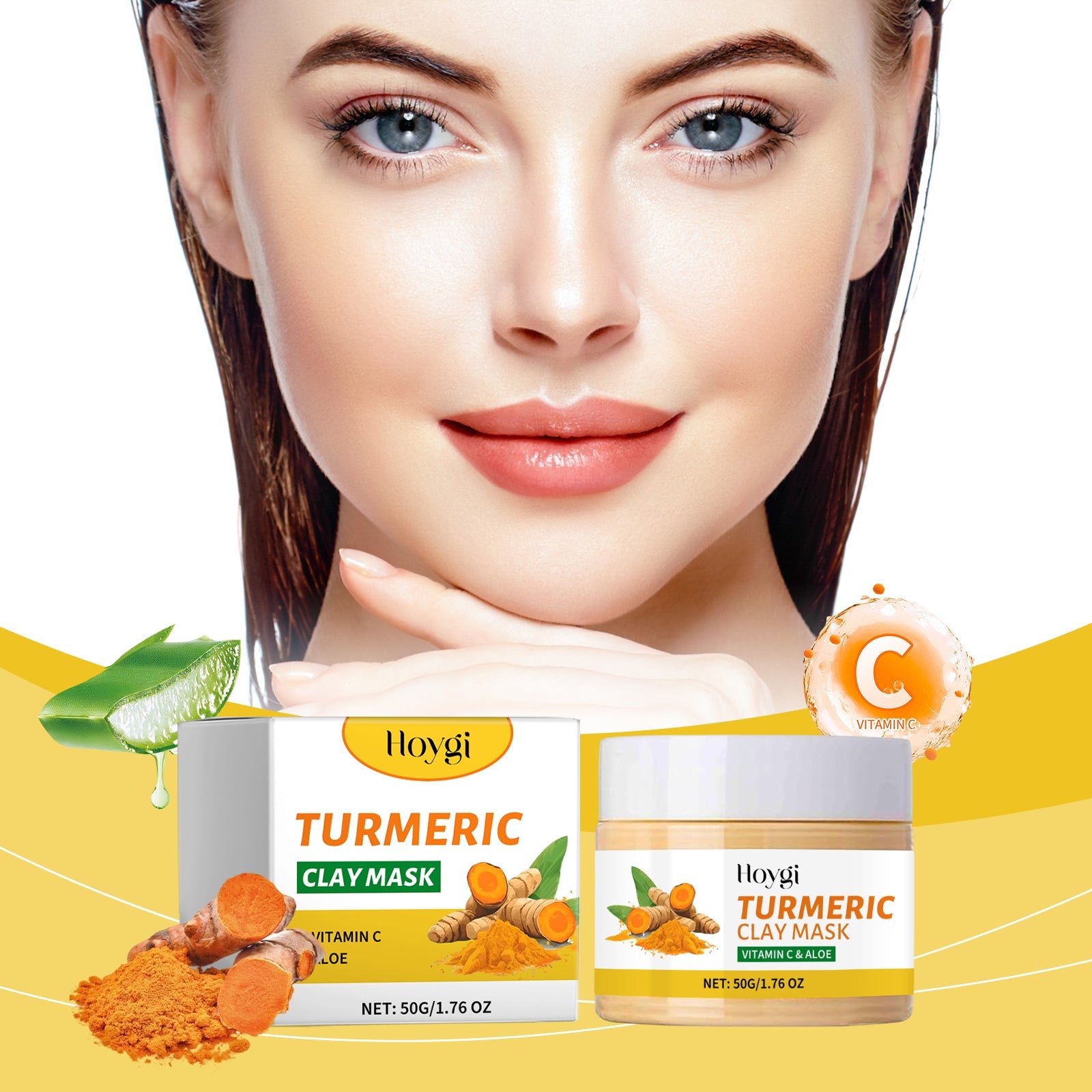 Hoygi Turmeric Mud Film Gently Cleans Skin Pores, Moisturizes Skin Care, Moisturizes Moisture, Locks Water And Moistens Soft Mud Film eprolo