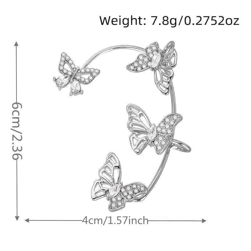 Women'S Elegant Butterfly Ear Cuffs - No-Piercing Ear Hooks, Synthetic Gemstone Accents, Everyday & Formal Jewelry for Parties, Weddings, Everyday Outfits - Non-Piercing Ear Clips for Sensitive Light Beige, Party Accessories, ferrersa