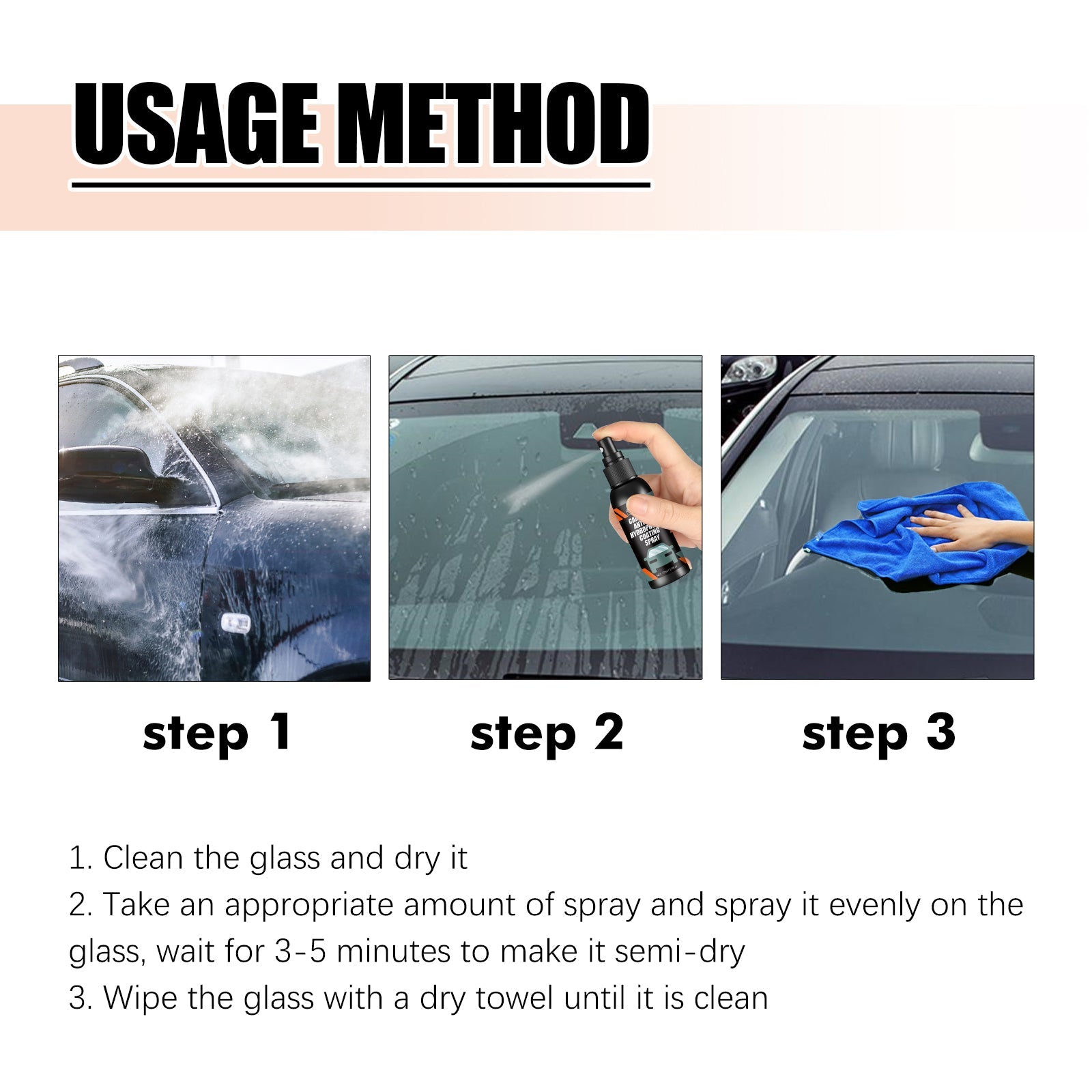 Rayhong Car Glass-Anti Fog Hydrophobic Coating Spray, Rearview Mirror Windshield Cleaner Stains Hydrophobic Water Spray Antifogging Agent eprolo