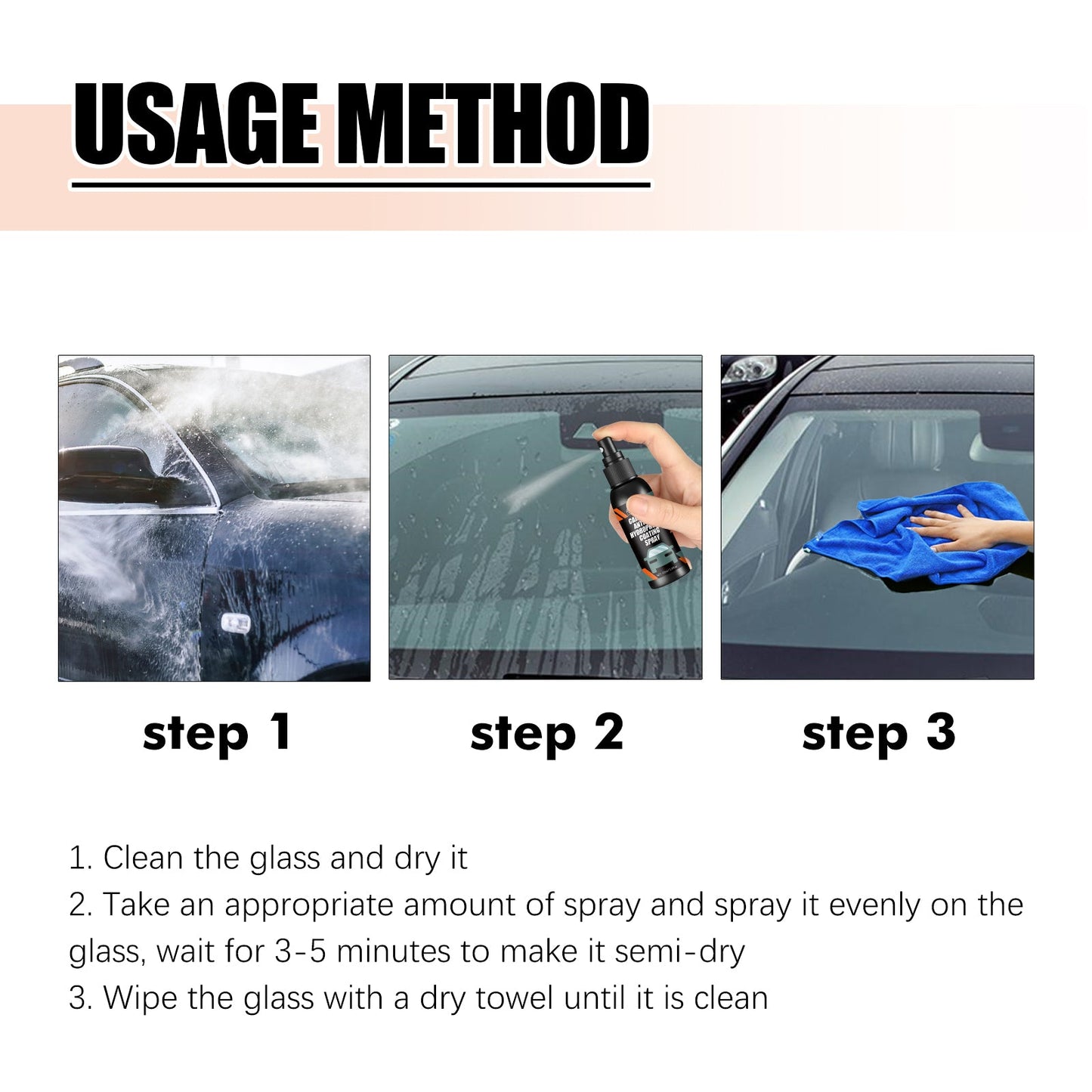 Car Glass-Anti Fog Hydrophobic Coating Spray, Rearview Mirror Windshield Cleaner Stains Hydrophobic Water Spray Antifogging Agent eprolo