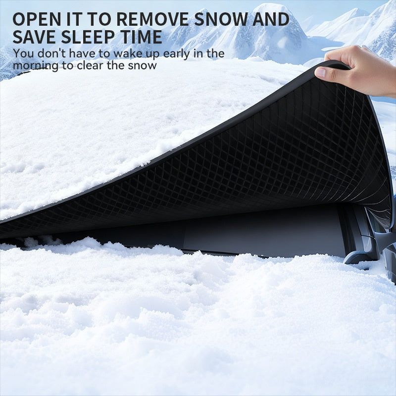 Magnetic Car Windshield Snow Cover - Heavy-Duty Oxford Fabric Windshield with 5- Anti-Snow Shield, Portable Scratch-Resistant Cover Suitable for /SUVs, Winter Car Accessory (No Drill Installation) ferrersa