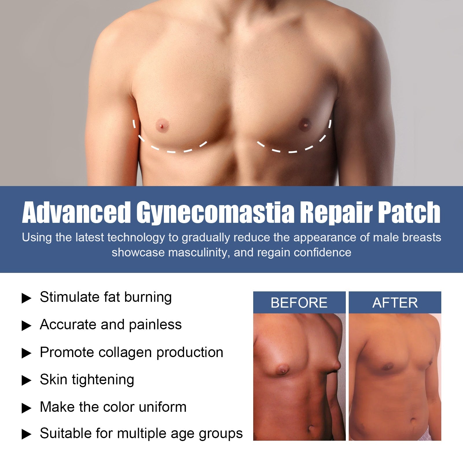 East Moon Men's Breast Firming Patch, Men's Chest Skin Firming Anti-Sagging Chest Muscle Care Patch eprolo