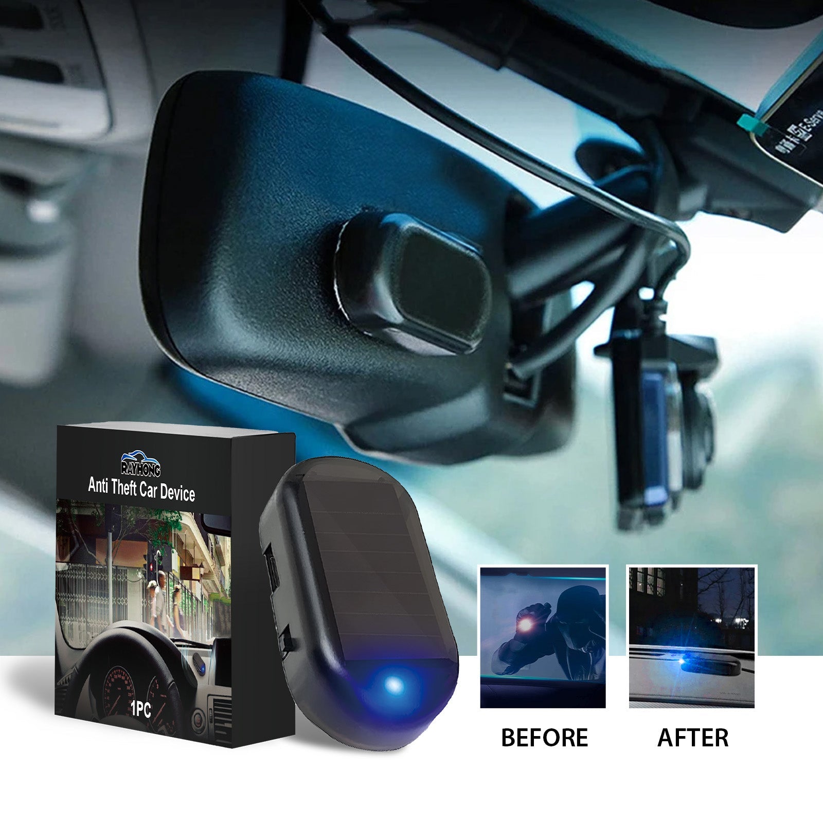 Anti Theft Car Device, Led Car Wiring Refit Explosion-Flashing Induction Anti-Theft Alarm Light eprolo