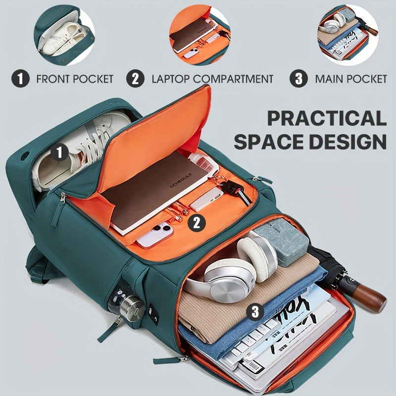 Large And Functional Travel Backpack, Sturdy Carry-On Backpack That Converts to a Duffle Bag with an Integrated USB Charging Port, Multi-Purpose Laptop Daypack for Both Men And Women, Heavy-Duty And, Dark Green Color ferrersa