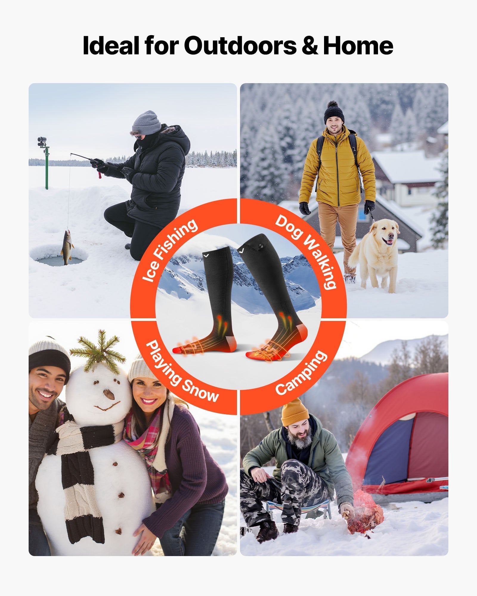 Heated Socks, 5000mAh Battery Powered, Rechargeable Heating Socks With 4 Heating Levels, Electric Heated Sock For Men Women, Foot Warmer For Hunting Riding Camping Hiking Skiing, Outdoor Work DC-Powered by People